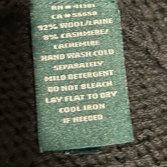 Lauren Ralph Lauren black wool cashmere loose knit cowel turtleneck sweater. M - Picture 5 of 5